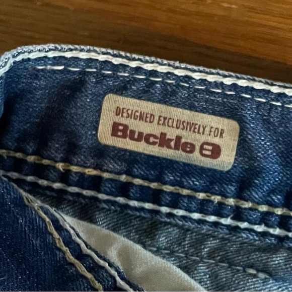 Big Star Jeans Mens 38x29 Voyager Straight Relaxed Whiskering Denim Buckle Baggy - Picture 8 of 10